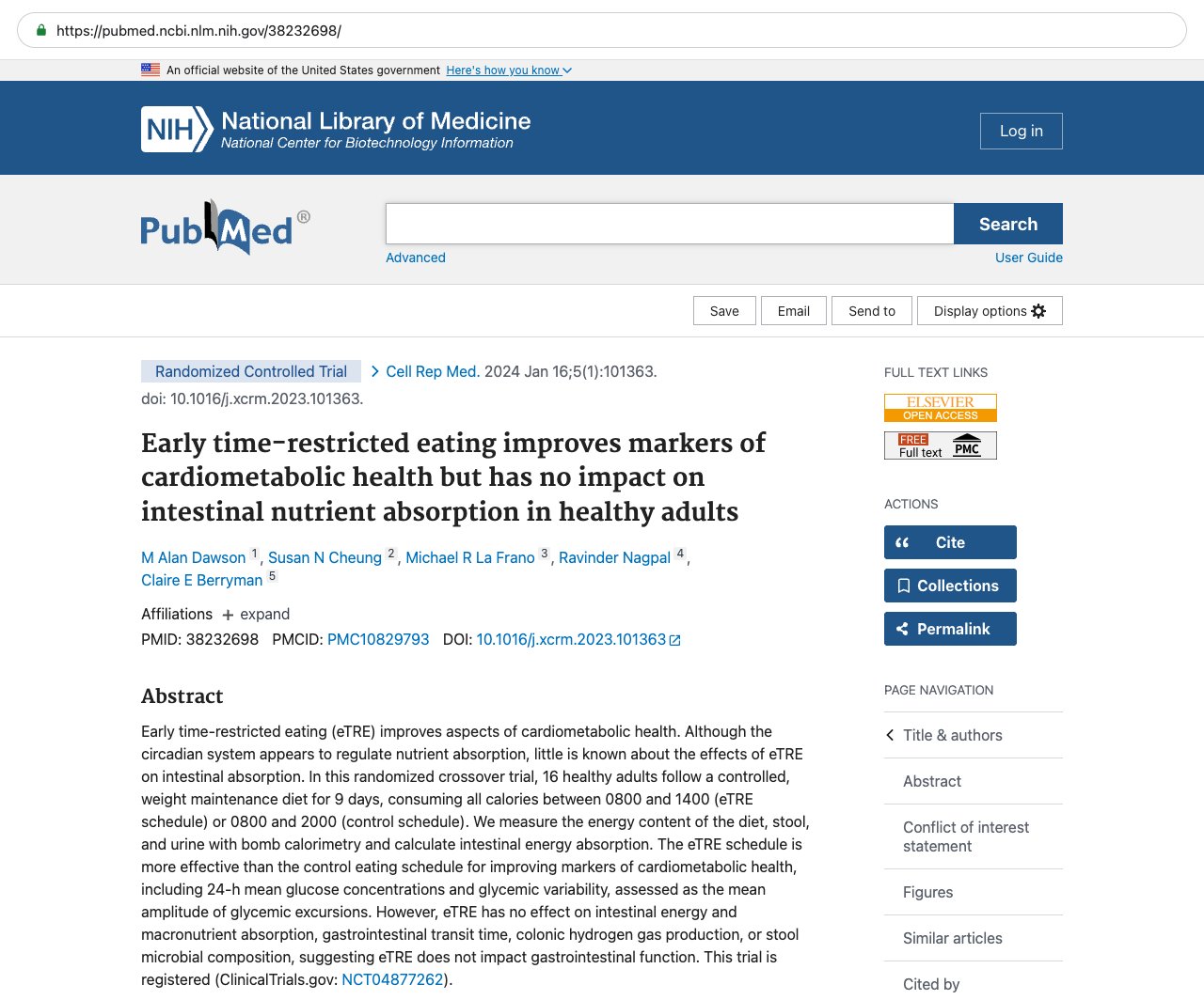 Screenshot — PubMed 38232698