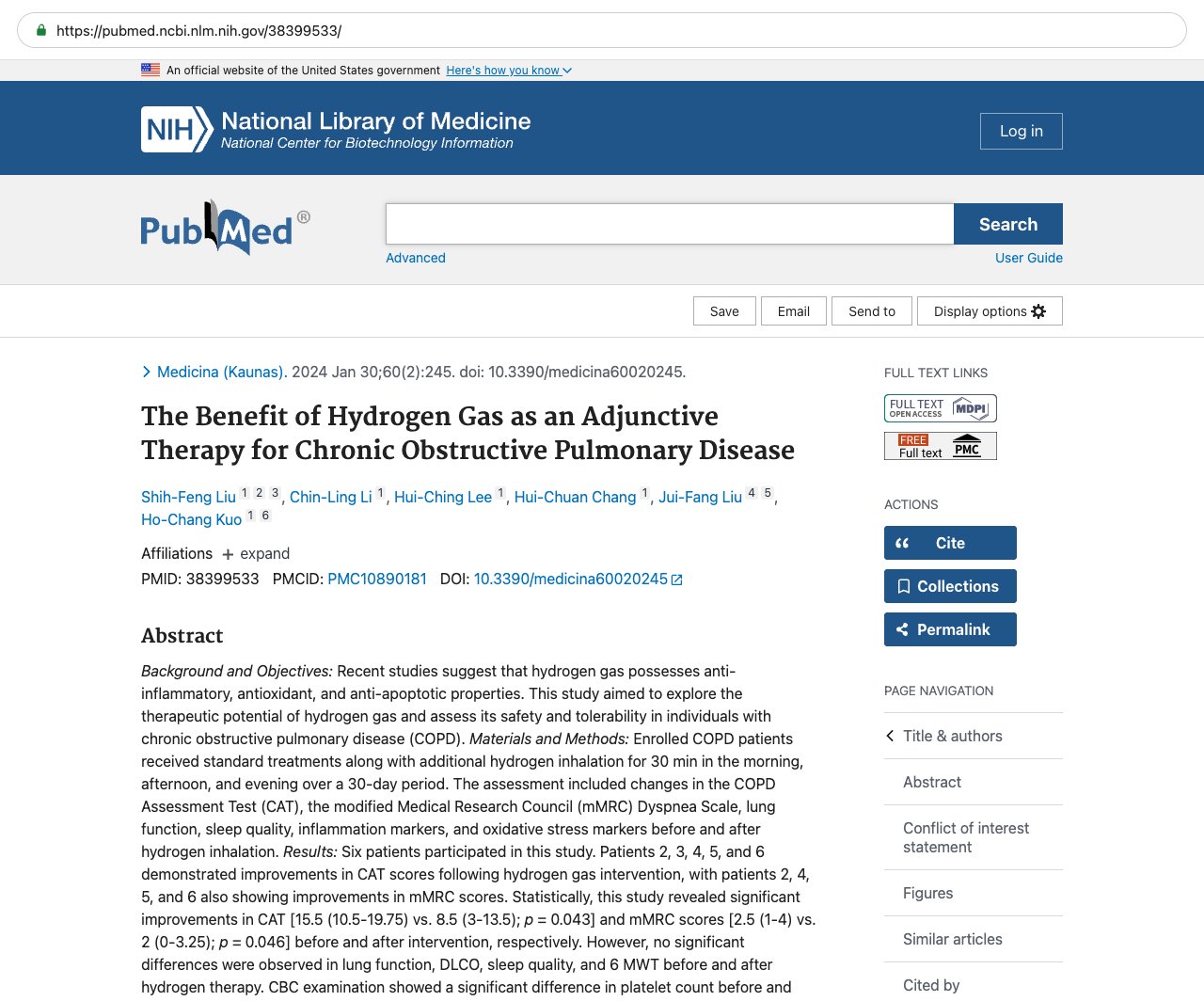 Screenshot — PubMed 38399533