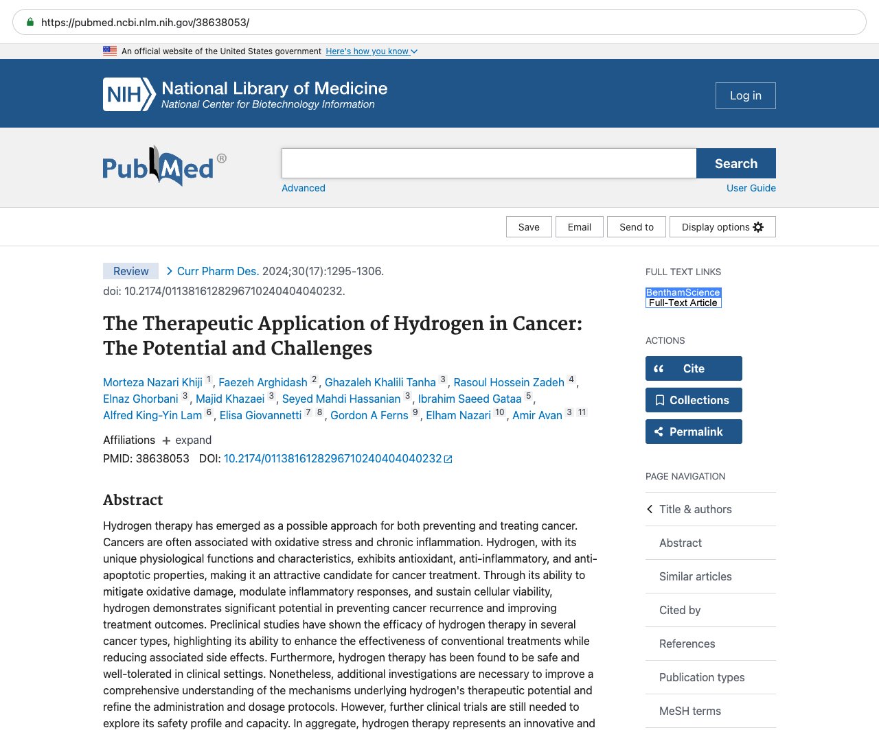 Screenshot — PubMed 38638053