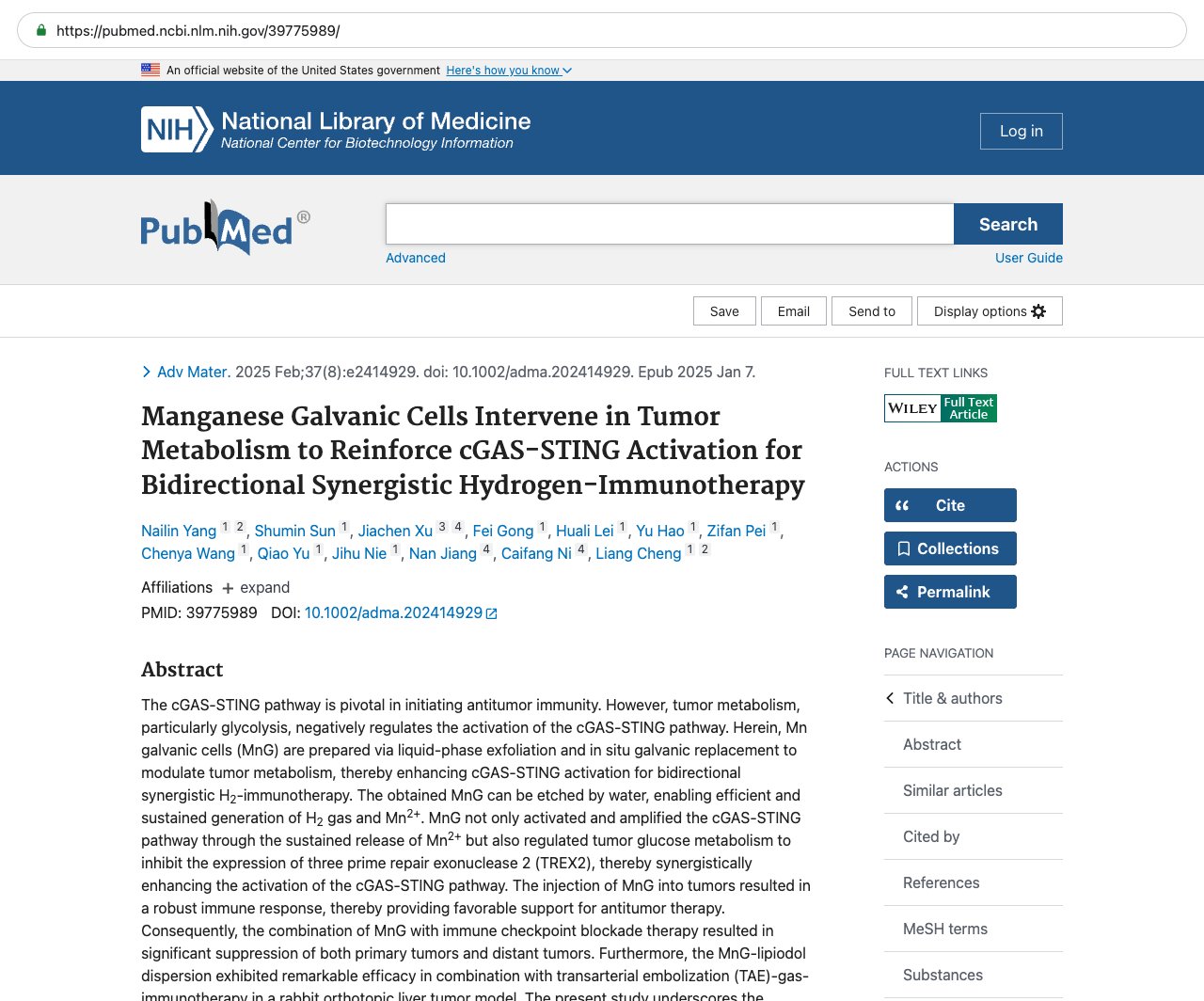 Screenshot — PubMed 39775989