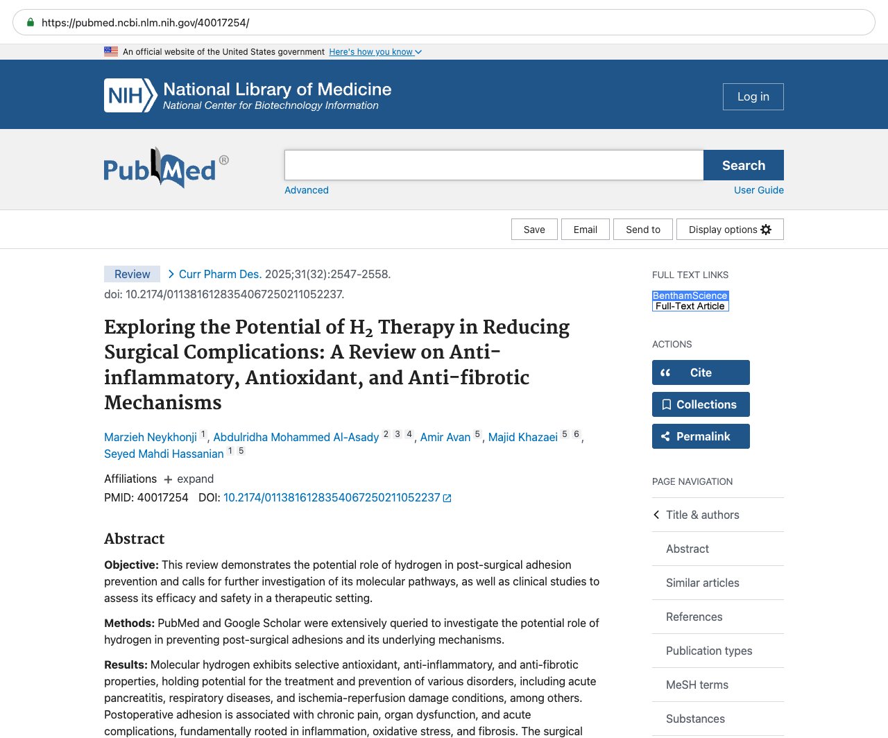 Screenshot — PubMed 40017254