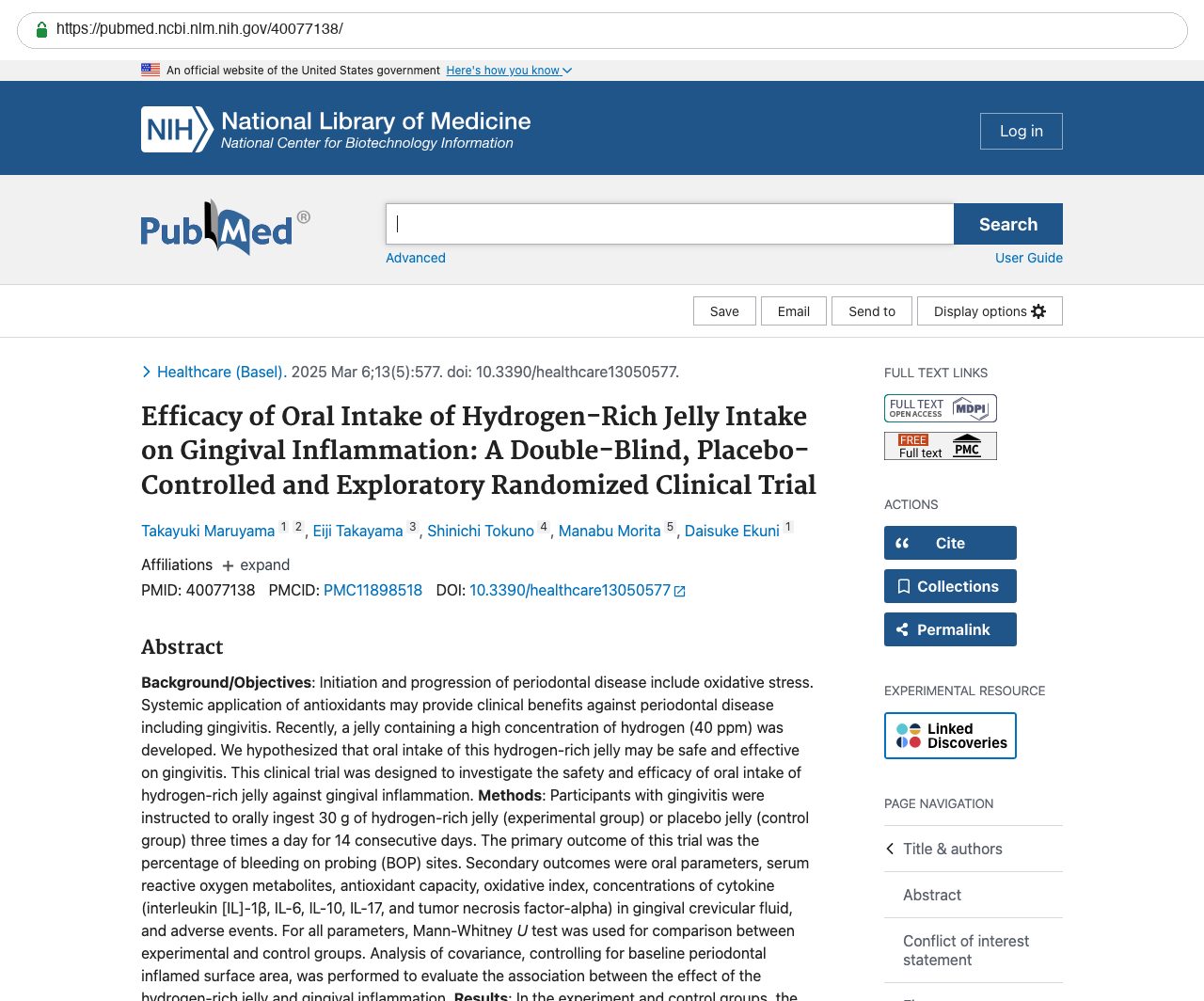 Screenshot — PubMed 40077138