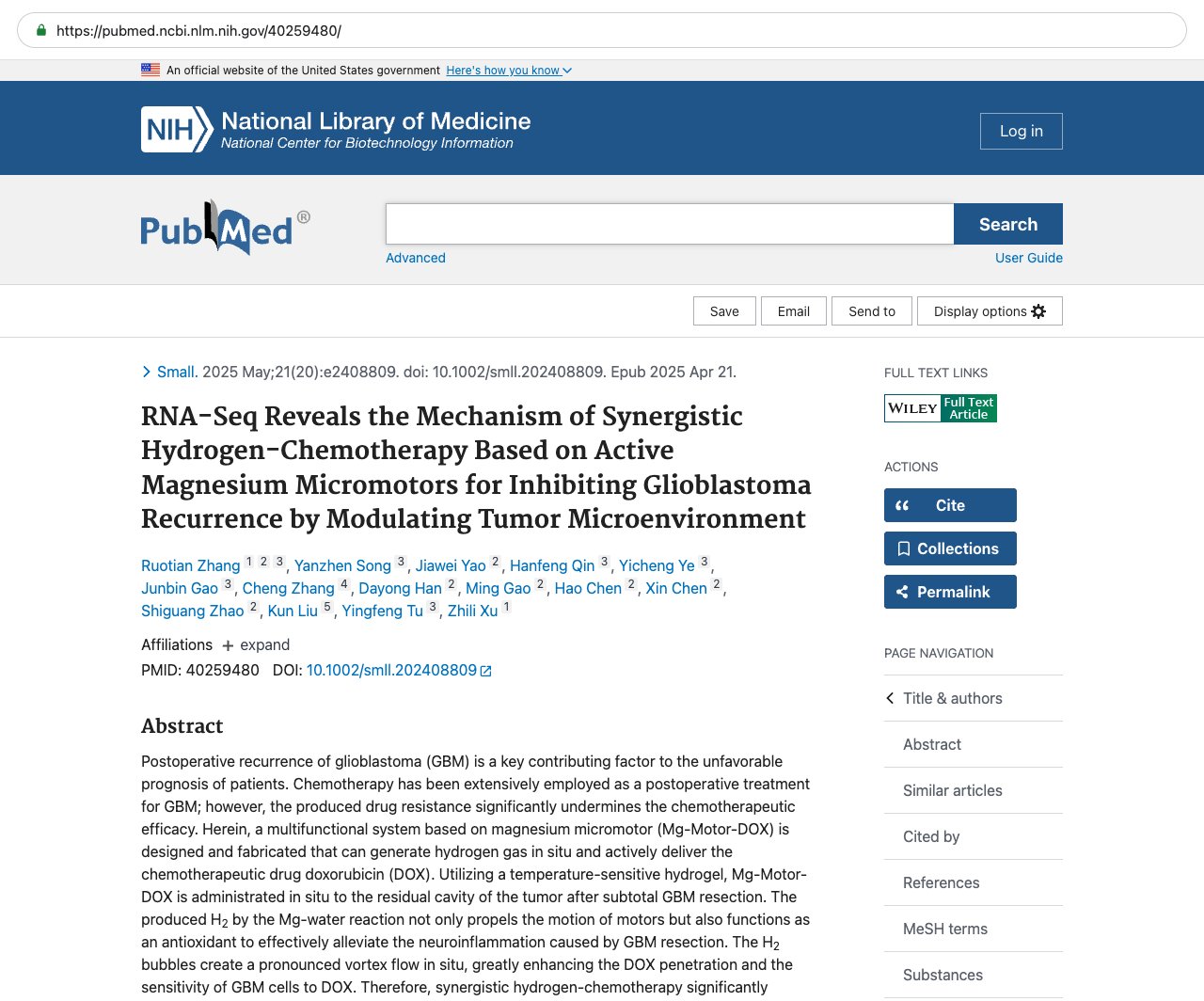 Screenshot — PubMed 40259480