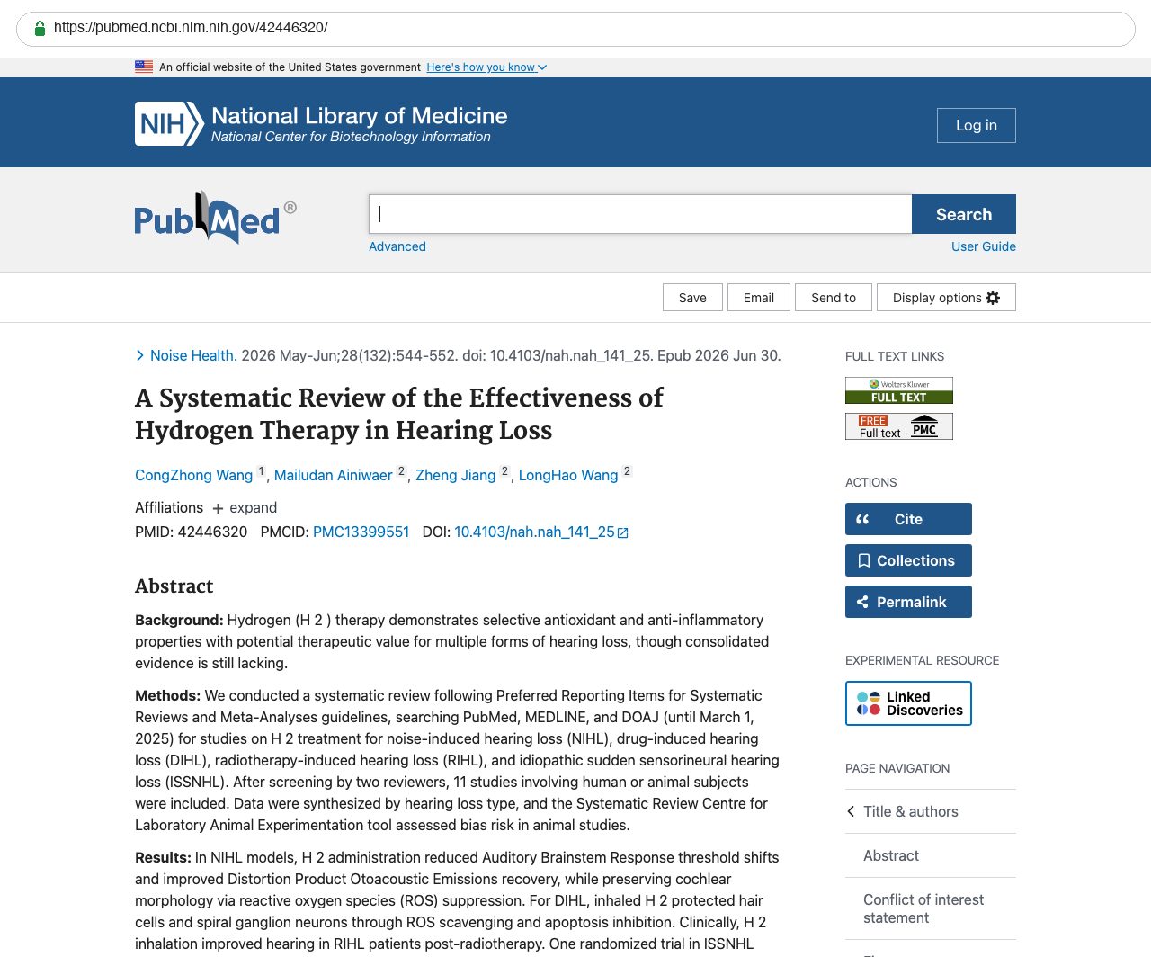 Screenshot — PubMed 42446320